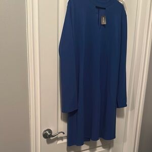 RW&CO. Blue Long Sleeve Cut Out Neck  Dress